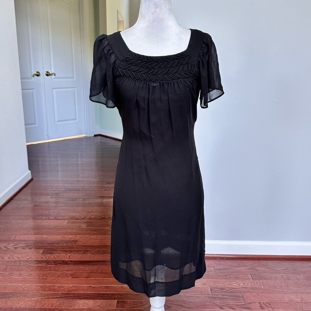 Banana Republic 100% Silk Black Coquette Summer Tie Back Cocktail Dress XS